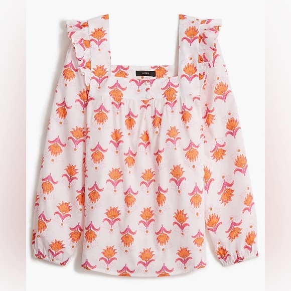 J.Crew Square Neck Ruffle Top - Picture 2 of 4